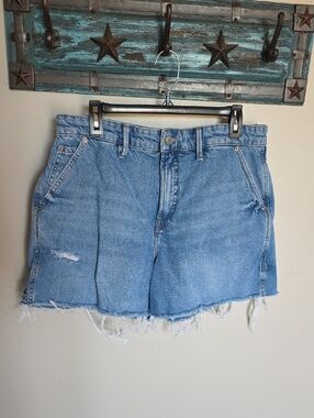 Good American Light Blue Distressed Denim Cutoff Shorts Size 10/30